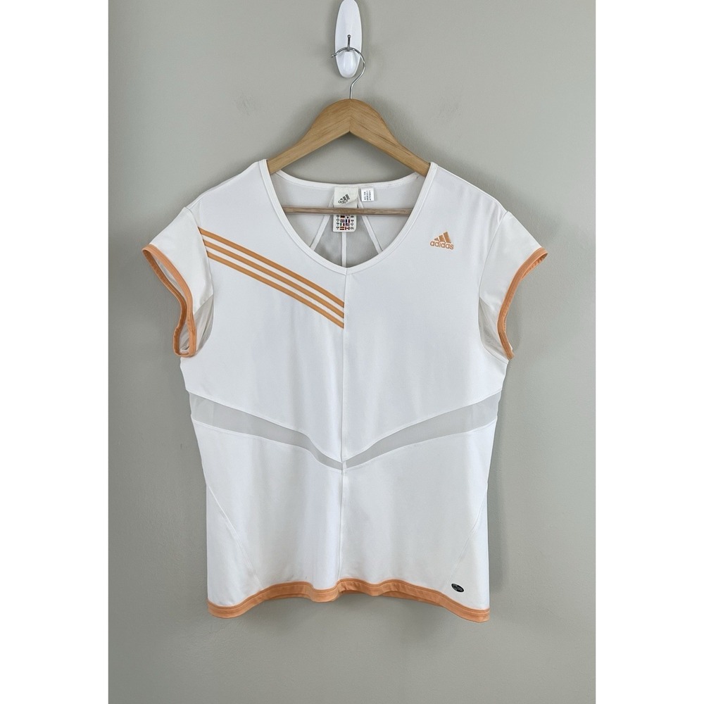 Adidas‎ Women's XL Short Sleeve Shirt Active Orange and White Performance